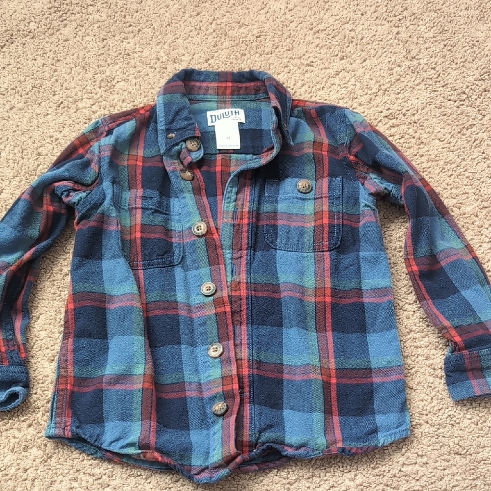 Kids Duluth Trading Co. Blue and Red Plaid Shirt